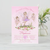 Zuiver Baby shower Roze illustraties Kaart (Staand voorkant)