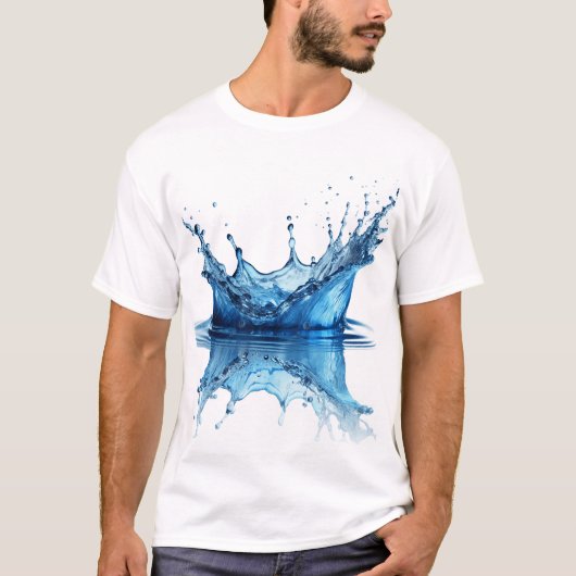 Zuiver Blauw Water Spatseffect T-shirt (Voorkant)