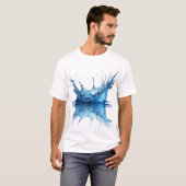 Zuiver Blauw Water Spatseffect T-shirt (Voorkant volledig)