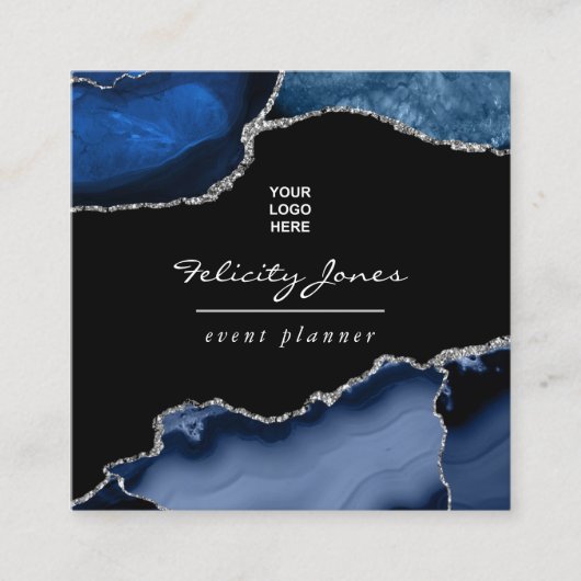 Zuiver en zilverhoudend edelsteen vierkante visitekaartje (Voorkant)