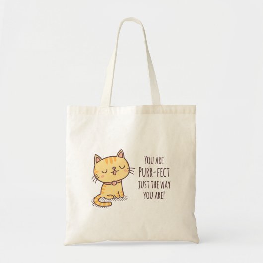 Zuiver gewoon de manier waarop je bent Cat Pun Tote Bag (Voorkant)