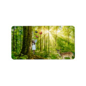 Zuiver in het magische bos met Bambi en vlinder Etiket (Voorkant)