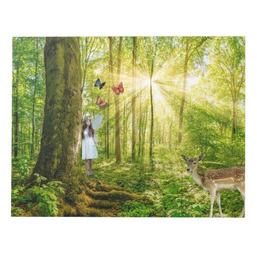 Zuiver in het magische bos met Bambi en vlinder Notitieblok (Voorkant)