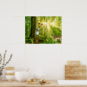 Zuiver in het magische bos met Bambi en vlinder Poster (Keuken)