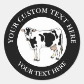 Zuiver Koe Pictogram Logo Aangepast 1.5 Ronde Sticker (Voorkant)