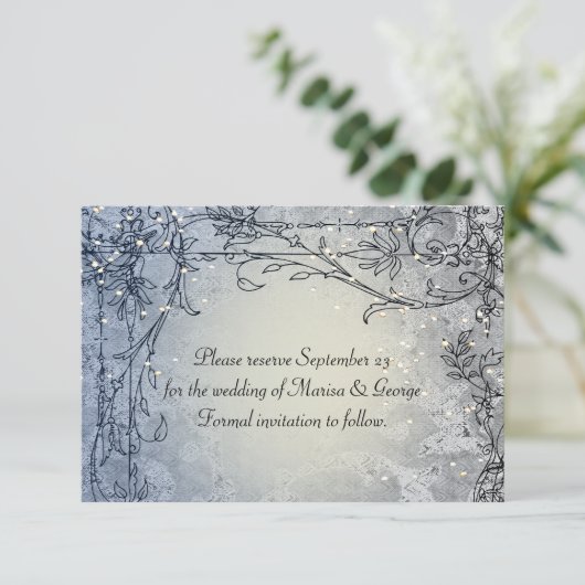 Zuiver licht blauw Whimsy sparen de Datum Save The Date (Staand voorkant)