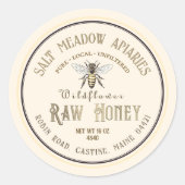 Zuiver lokaal rauw honinglabel Queen Bee Ivory Ronde Sticker (Voorkant)