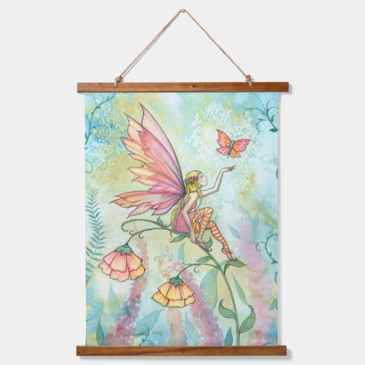 Zuiver met Butterfly Fantasy Illustration Art Hangend Wandkleed (Voorkant)