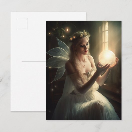 Zuiver met Magische Ggloeiende Orb Fantasy Art Briefkaart (Voorkant / Achterkant)