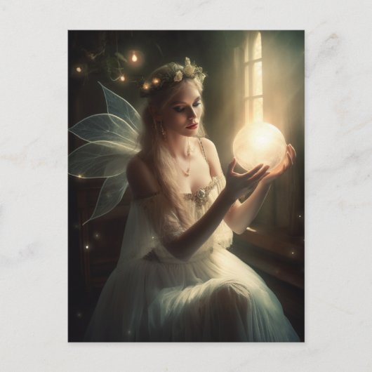 Zuiver met Magische Ggloeiende Orb Fantasy Art Briefkaart (Voorkant)