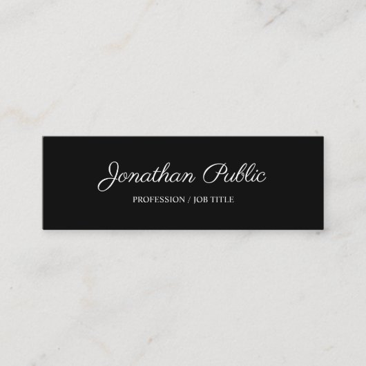 Zuiver modern zwart design, Trend Chic Mini Visitekaartje (Voorkant)