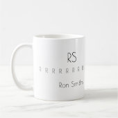 zuiver monogram (naam + initialen) koffiemok (Links)