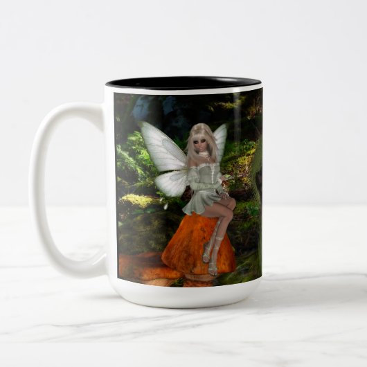 Zuiver op een paddenstoelontwerp 2-Mok Tweekleurige Koffiemok (Links)