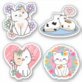 Zuiver-perfect schattige kat set waterdicht sticker (Voorkant)