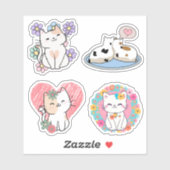 Zuiver-perfect schattige kat set waterdicht sticker (Vel)