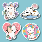 Zuiver-perfect schattige kat set waterdicht sticker