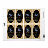 Zuiver rauw honingetiket zwart en goudbloemen etiket (Full Sheet)