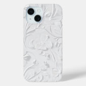 Zuiver Wit Embossed Floral iPhone Case (Achterkant)