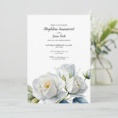 zuiver wit | Waterverf White Roses bruiloft Kaart (Staand voorkant)