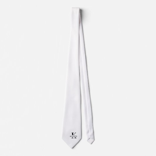 Zuiver Witte Elegante Monogram + Naam Stropdas (Voorkant)