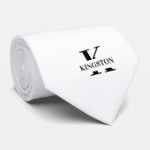 Zuiver Witte Elegante Monogram + Naam Stropdas (Opgerold)
