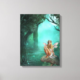 Zuiver Zitten op een Paddenstoel Gewikkelde Canvas Afdruk