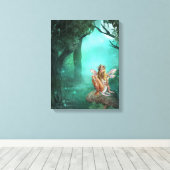 Zuiver Zitten op een Paddenstoel Gewikkelde Canvas Afdruk (Insitu (Houten vloer))