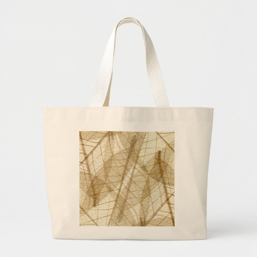 Zuivere Crème Beige Kant Bladeren Grote Tote Bag (Voorkant)