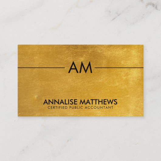 Zuivere, minimale, geborstelde Gold Monogram Accou Visitekaartje (Voorkant)