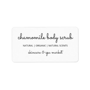 Zuivere minimalistische lichaamscrubproductlabels etiket