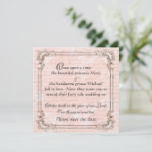 Zuivere Tale Franse Script Roze sparen de Datum Save The Date (Staand voorkant)