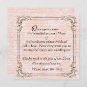 Zuivere Tale Franse Script Roze sparen de Datum Save The Date (Voorkant / Achterkant)