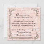 Zuivere Tale Franse Script Roze sparen de Datum Save The Date (Voorkant)