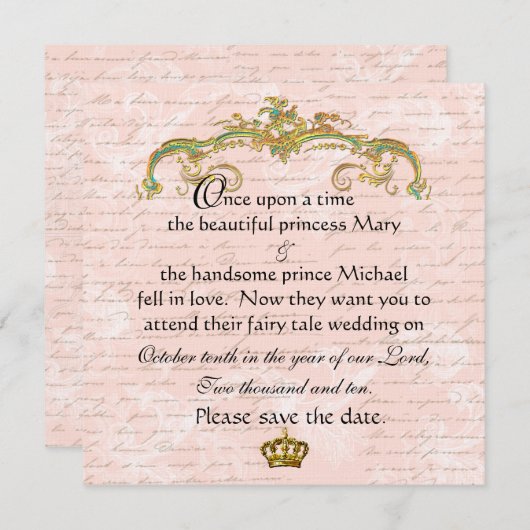 Zuivere Tale Franse Script Roze sparen de Datum Save The Date (Voorkant / Achterkant)