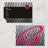 ZUIVERE WAVES MONOGRAM RUBY, zwart-wit roze Visitekaartje (Voorkant / Achterkant)