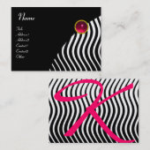 ZUIVERE WAVES MONOGRAM RUBY, zwart-wit roze Visitekaartje (Voorkant / Achterkant)