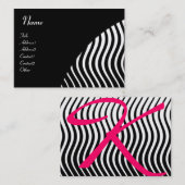 ZUIVERE WAVES MONOGRAM, zwart-wit roze Visitekaartje (Voorkant / Achterkant)