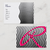ZUIVERE WAVES MONOGRAM, zwart-wit roze Visitekaartje (Voorkant / Achterkant)