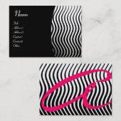 ZUIVERE WAVES MONOGRAM, zwart-wit roze Visitekaartje (Voorkant / Achterkant)