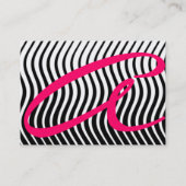 ZUIVERE WAVES MONOGRAM, zwart-wit roze Visitekaartje (Achterkant)