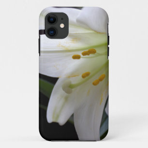 , zuivere witte paasbloem in zwart iPhone 11 hoesje