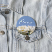 , zuivere witte rozenbloem, bruiloft ronde button 7,6 cm (In situ)