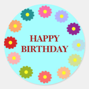 ZUIVERING VAN DE BIRTHDAG, WAT DE bloementsticker Ronde Sticker