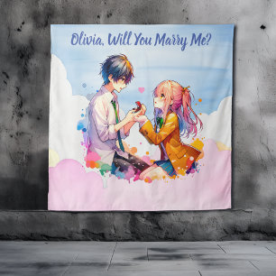Zul je met me trouwen Anime Huwelijksaanzoek Wandkleed