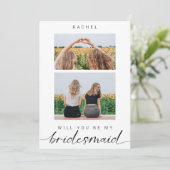 Zul je mijn bruidsmeisje minimalist 2 foto zijn kaart (Staand voorkant)