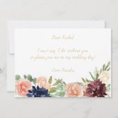 Zul je mijn bruidsmeisje zijn Bourgondische bloeme Kaart (Achterkant)