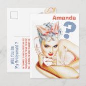 Zul je mijn bruidsmeisje zijn? uitnodiging briefkaart (Voorkant / Achterkant)