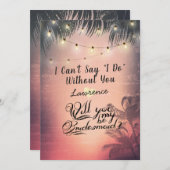 Zul je mijn bruidsmeisje Zomer Palm Trees Lights z Kaart (Voorkant / Achterkant)