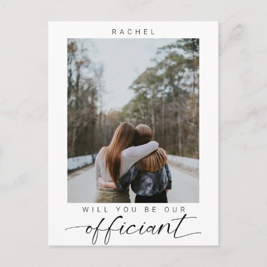 Zul je mijn Officiant Minimal Photo Modern zijn? Briefkaart (Voorkant)