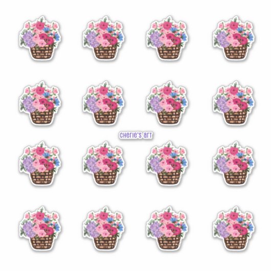 Zulke  mand bloemen sticker (Voorkant)